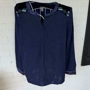 Chico's Midnight Blue Tunic with Embroidered Accents